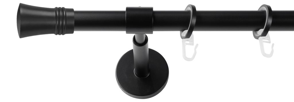 SN Deco Gardinenstange Lyon, 19 mm, 1-läufig, Stahl, Komplett-Set mit Ringen, geschlossener Träger, 480 cm, schwarz