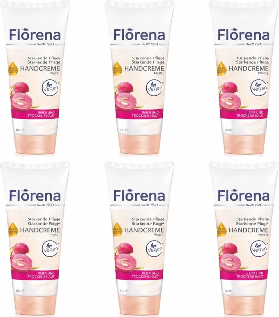 6x 100 ml Florena Handcreme Traubenkernöl & Sojaöl Produktbild 