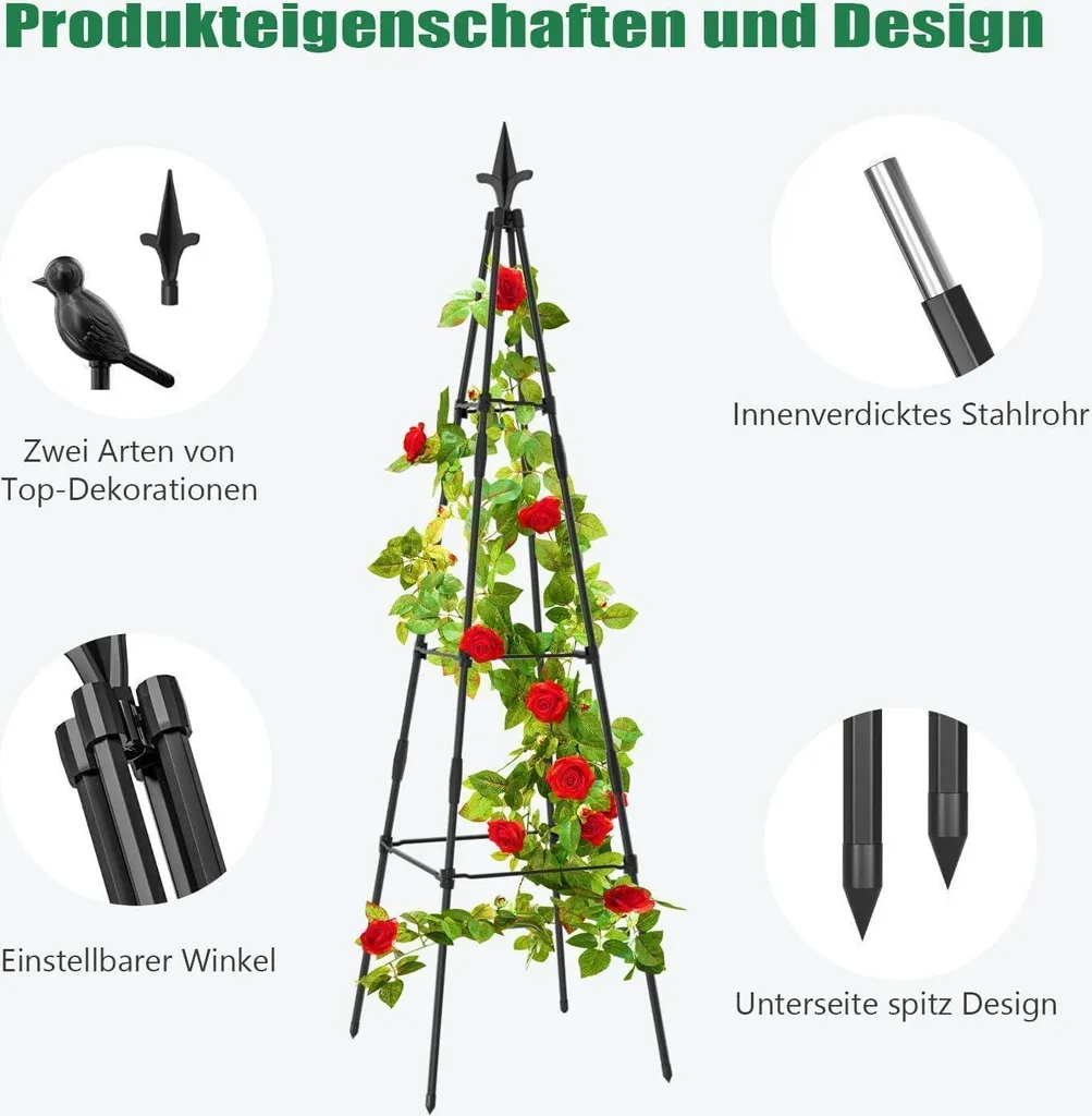 Tuteur Obélisque 120cm pour Balcon et Potager Support de Croissance x4 - 3