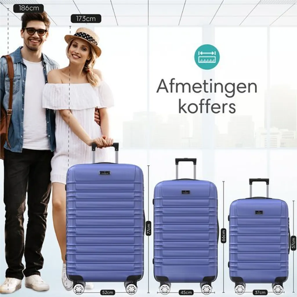 Set de 2 Valises à Roulettes Voyagoux AVALON Bleu pour Tout Voyage - 2