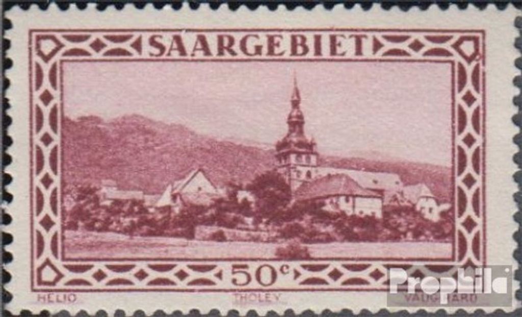 Briefmarken Saarland 1926 Mi 114I, Kreis rechts oben an der Verzierung gestempelt Landschaften