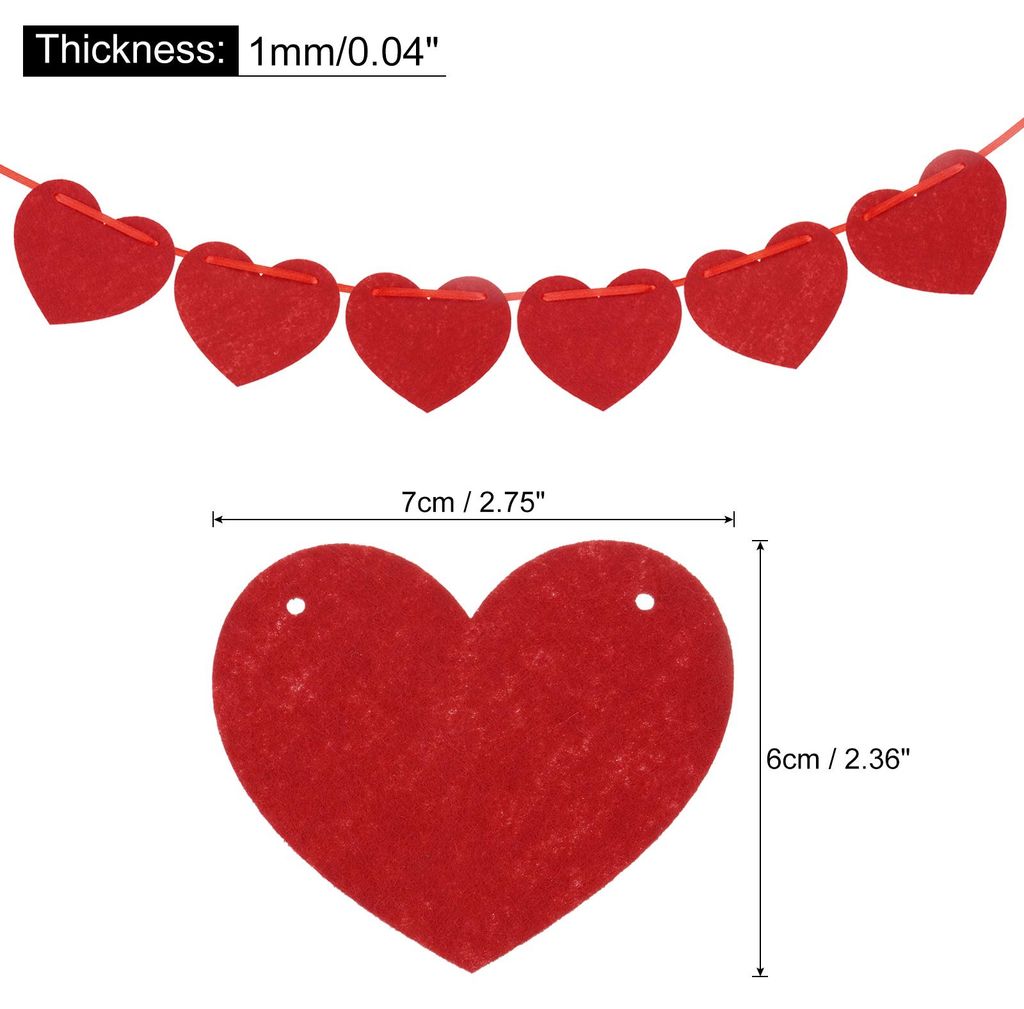 32 Stk. Herzgirlande Banner Filz Herz Valentinstag Girlande Rot Horizontal fš¹r Valentinstag Dekor Jubil?um Geburtstagsfeier Hochzeit