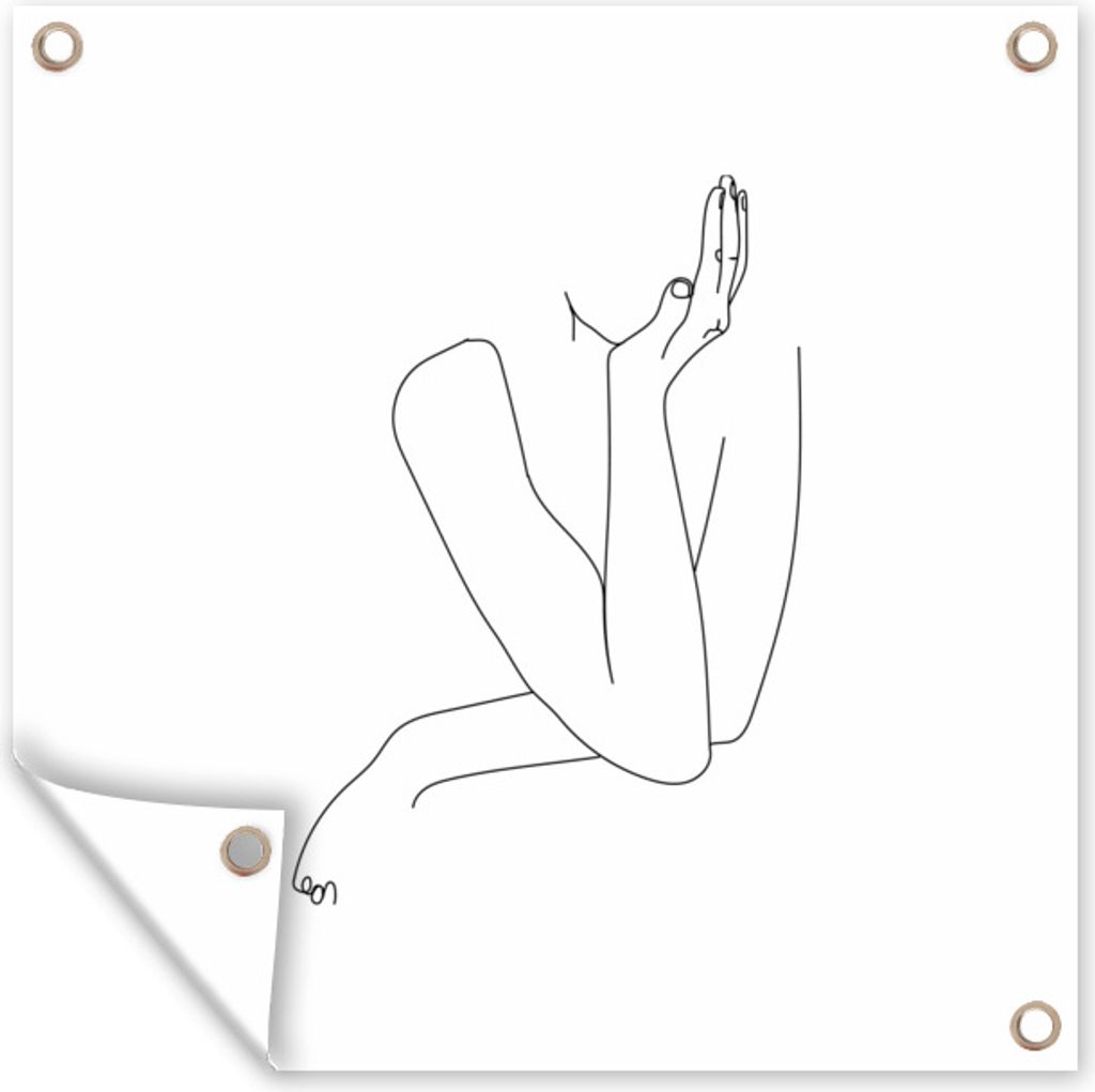 MuchoWow 100x100 cm Outdoor-Poster Gartendeko Sichtschutz Garten Poster für den Garten Linienkunst - Frauen - Abstrakt - Hände
