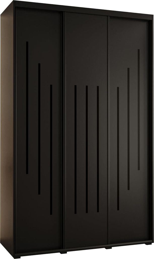 MEBLE KRYSPOL Davos 8 Schrank, drei Türen - 235,2x150x45 cm - Schwarz Schwarz Schwarz