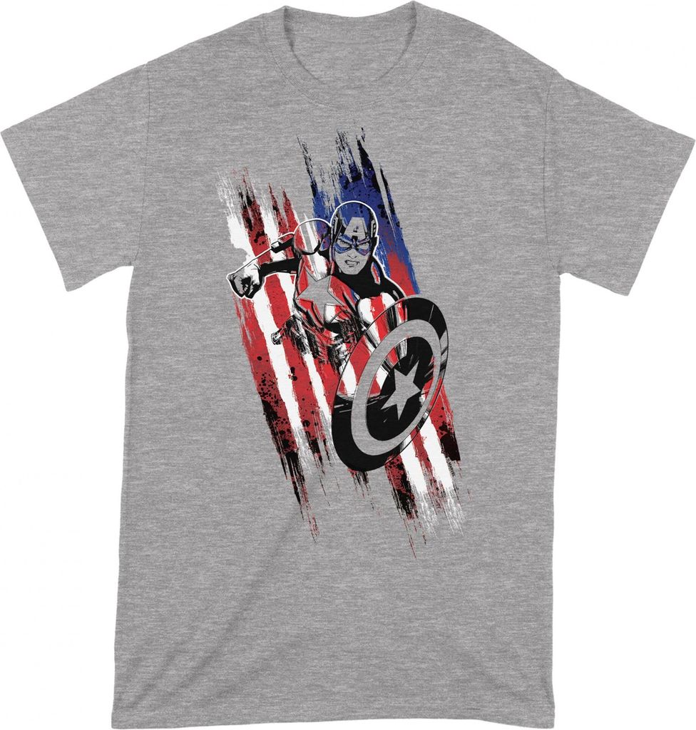 Captain America - T-Shirt für Herren/Damen Uni BI102 (XL) (Grau meliert)