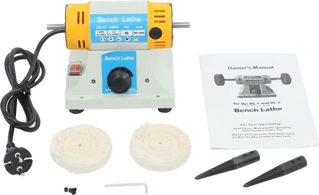 Poliermaschine - Doppelseitiger Tischpolierer/Schleifer - 800–10000 U/min stufenlos - 320 W - 2 Polierscheiben - Netzbetrieb EU-Stecker 50 Hz - O...