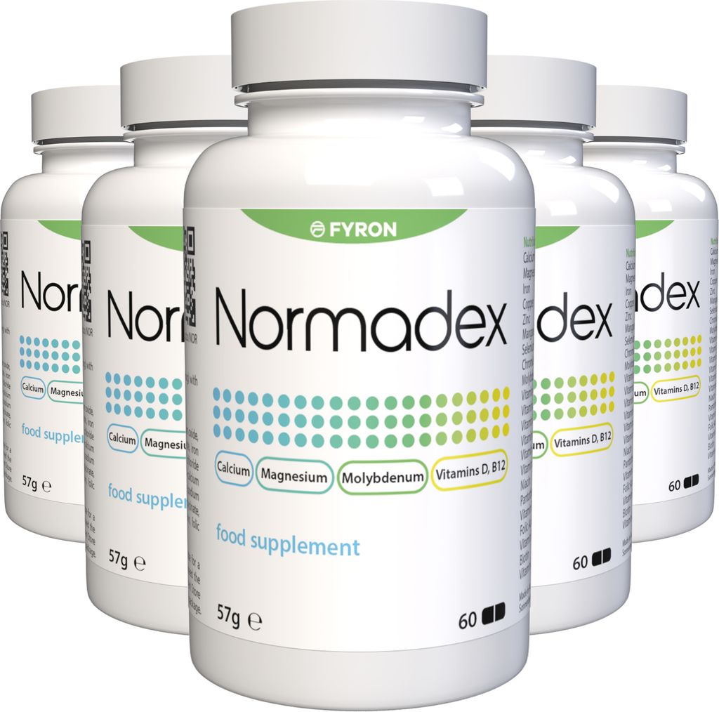 Normadex - 300 Kapseln (5x60) hochdosiert - Original Rezept aus der Schweiz - Vegan & Pflanzlich mit Vitaminen & Mineralien - 5er Pack