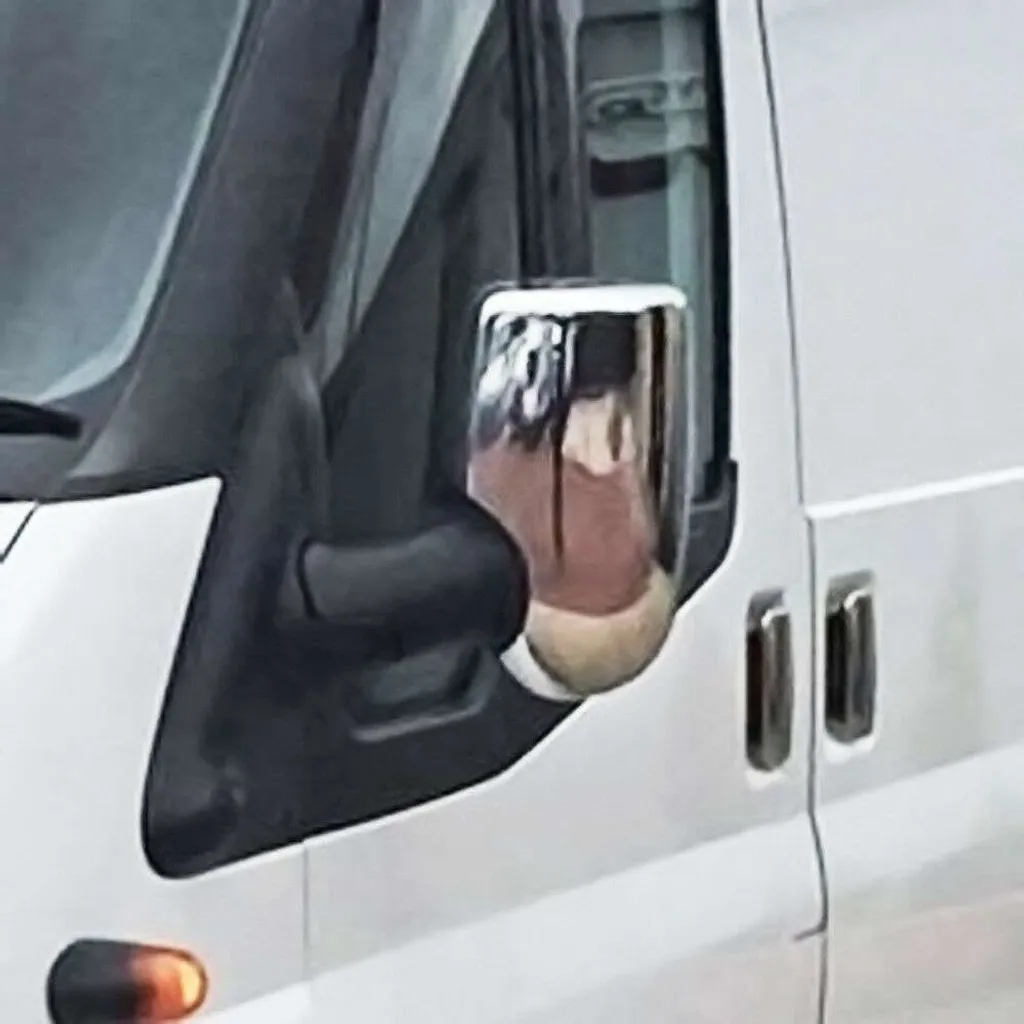 2 Coques de Rétroviseur Inox pour Ford Transit 5-6 2000-2013 Chrome