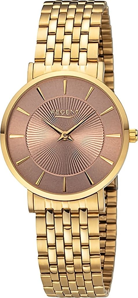 Regent Metall Damen Uhr Armbanduhr Quarz gold Metallarmband D2URF1494