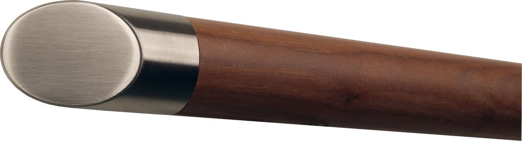 TIBU Ami Nussbaum Handlauf Geländer 30-500 cm mit montierten Edelstahl Endstücken ohne Halter Länge: 4000 mm / 400 cm / 4,0 m Enden: schräges E...