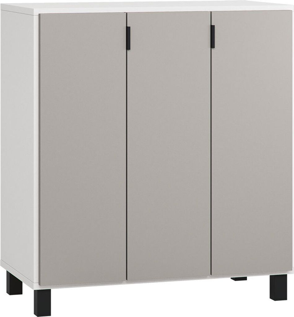 Kommode Pantanoso 06, Farbe: Weiß / Grau - Abmessungen: 100 x 90 x 47 cm (H x B x T)