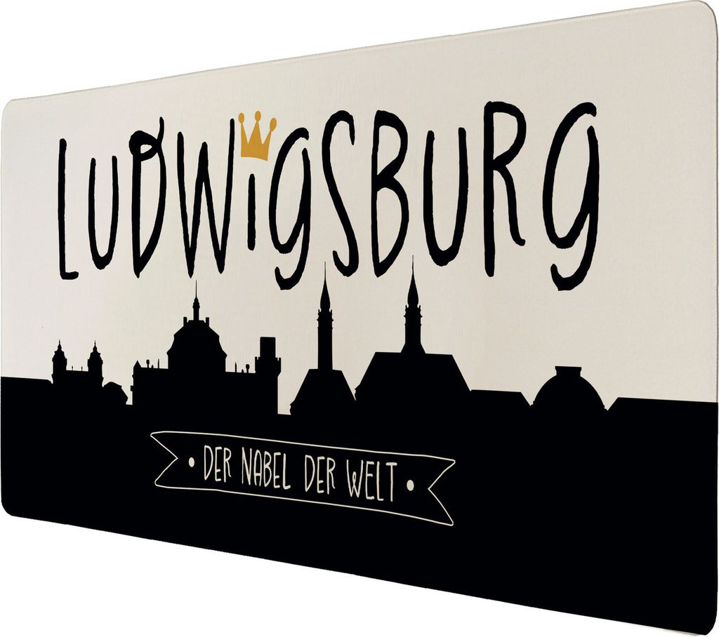 Ludwigsburg Skyline Schreibtischunterlage 69x31cm XXL Mauspad mit Spruch Nabel