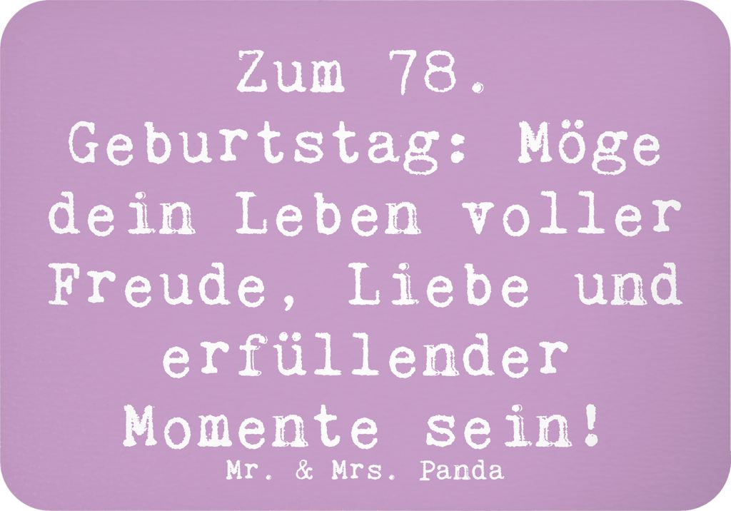 Mr. & Mrs. Panda Kühlschrankmagnet Spruch 78. Geburtstag Freude Liebe - Lavendeltraum - Geschenk, Alter, Fest der 78 Jahre, Glückwünsche, wandma...