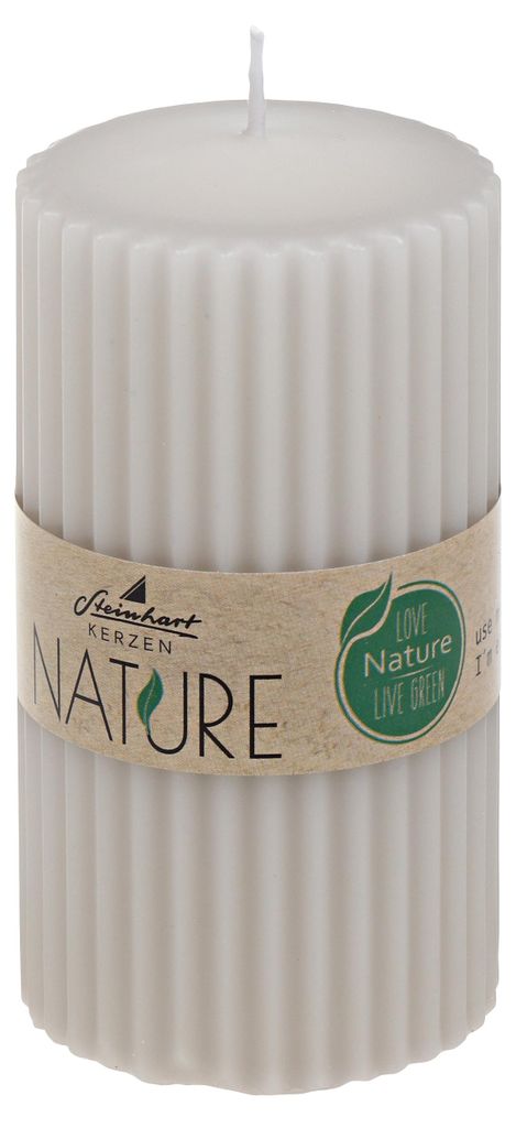 Rillenkerze Stumpen Nature Taupe 110 x Ø 57 mm Produktbild 