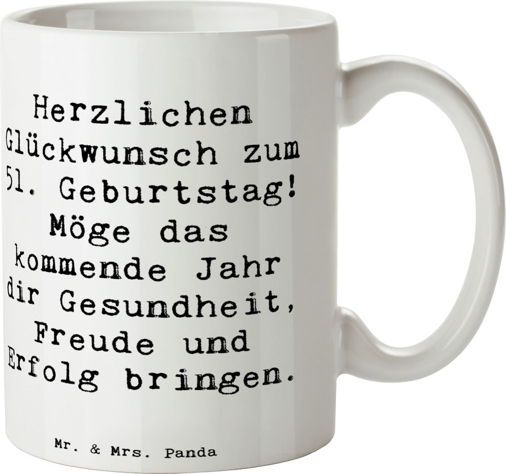 Mr. & Mrs. Panda Tasse Spruch 51. Geburtstag Freude - Weiß - Geschenk, 51 Jahre, Erfolg, Kaffeepott, Kaffeetasse, Jubiläum, Alter, Becher, Pott, ...