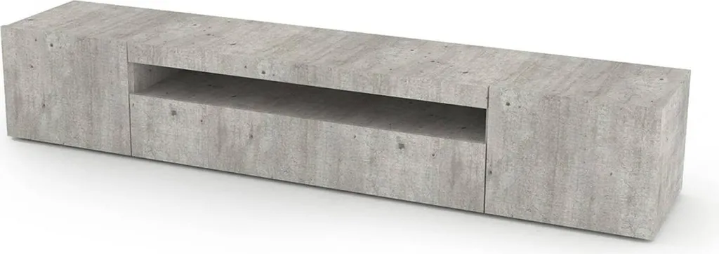 Meuble TV Long 200 cm Amore pour Écrans Géants, Rangement Ouvert et Robuste
