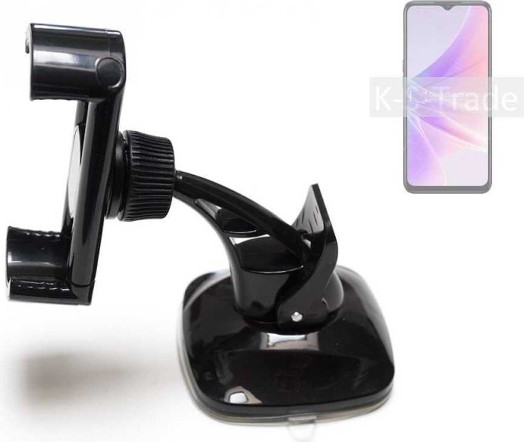 K-S-Trade kompakte Handy-Halterung Windschutzscheibe kompatibel mit Oppo A77 5G Armaturenbrett schwarz Autohalterung KFZ Halter Scheiben-Halterung
