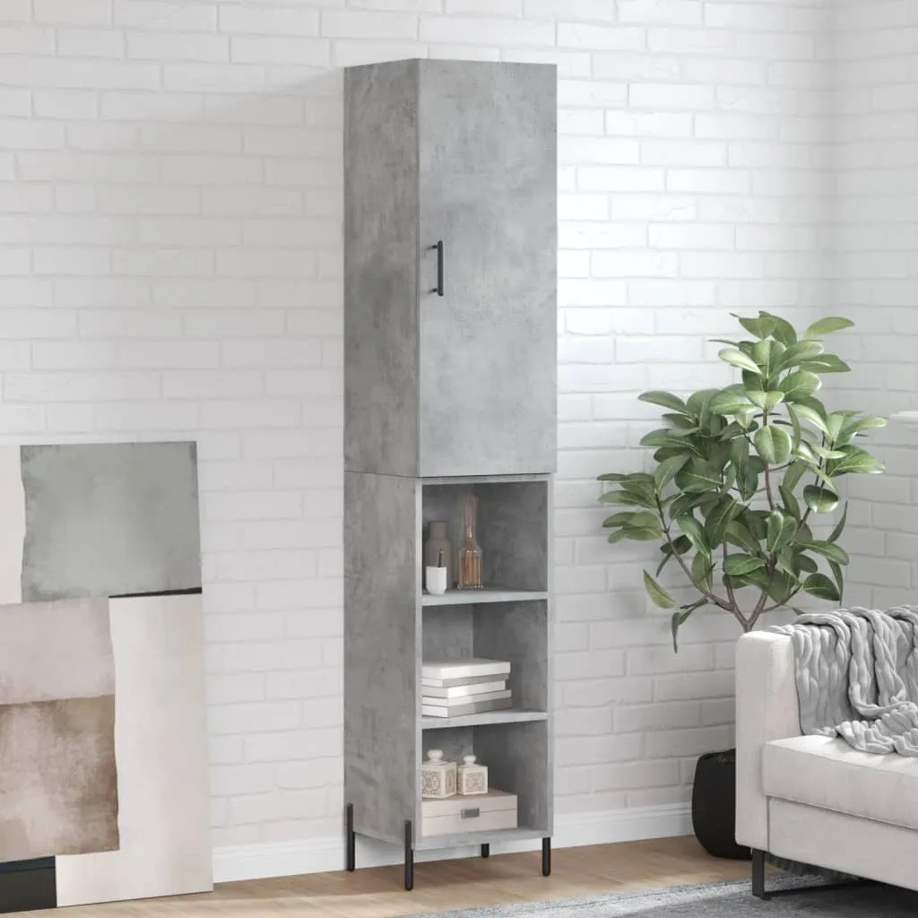 vidaXL Credenza grigio cemento 34,5x34x180 cm materiale a base di legno