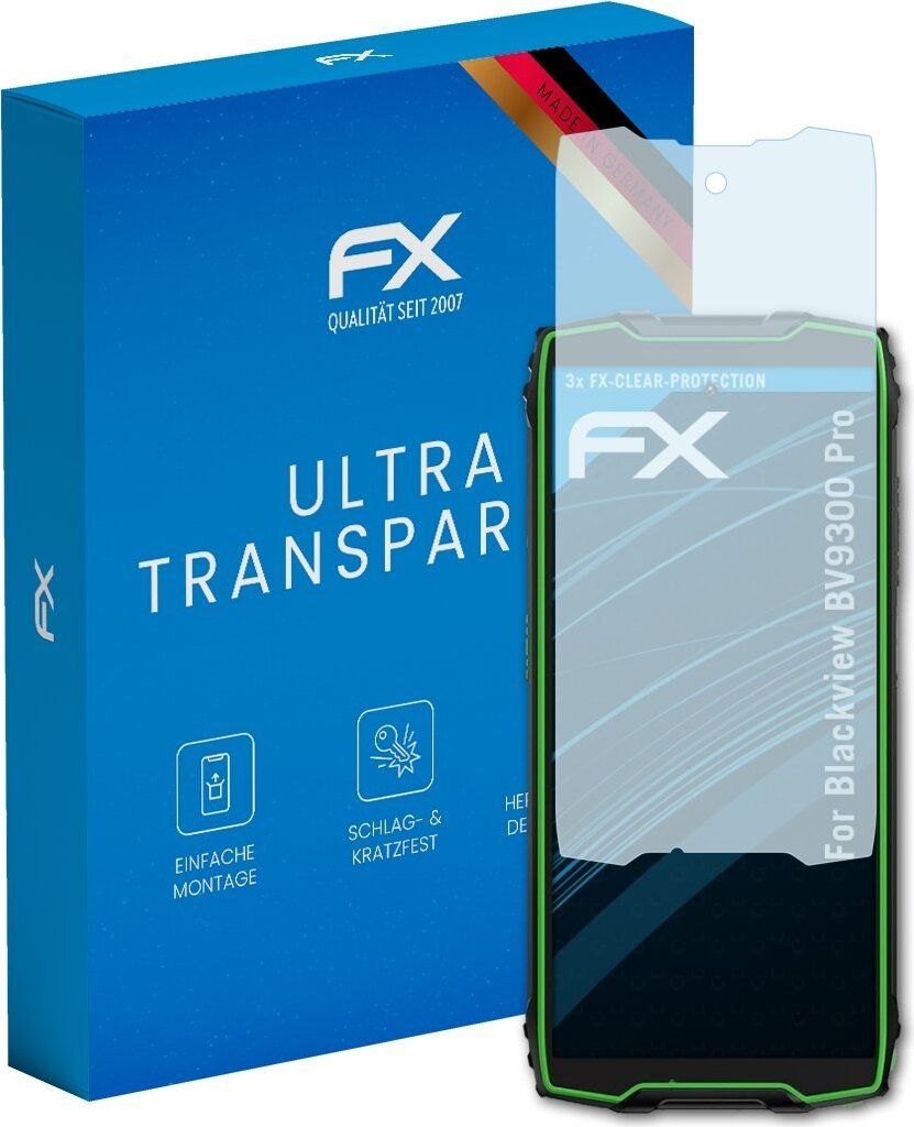 atFoliX FX-Clear 3x Schutzfolie kompatibel mit Blackview BV9300 Pro Displayschutzfolie