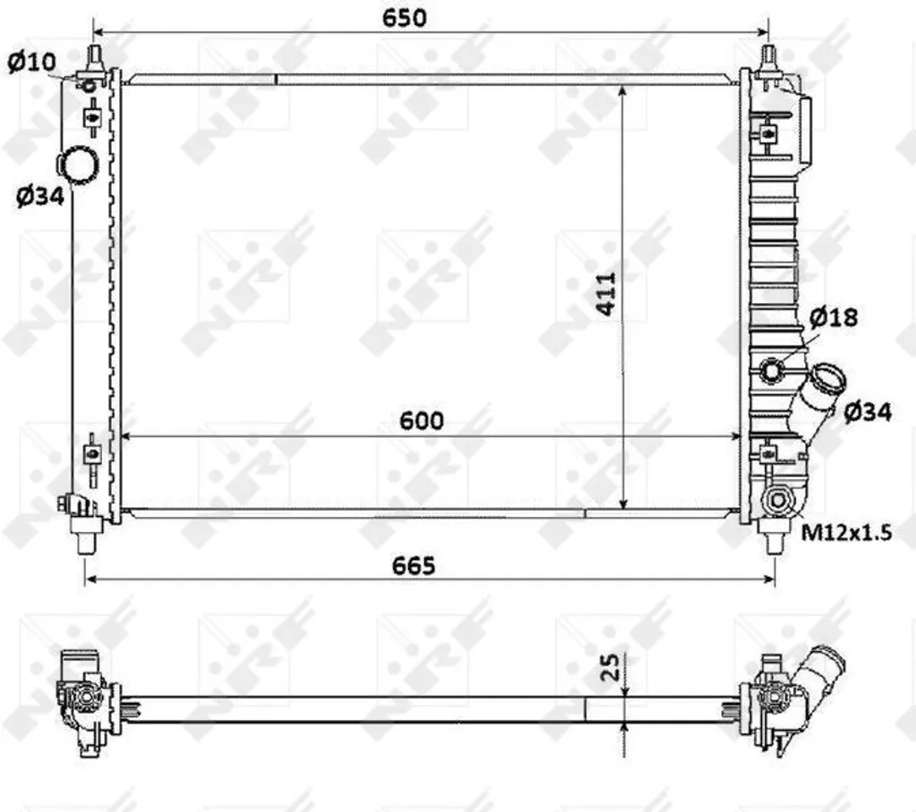 Radiateur de refroidissement moteur pour Aveo T250 T255 OE 96942182 NRF
