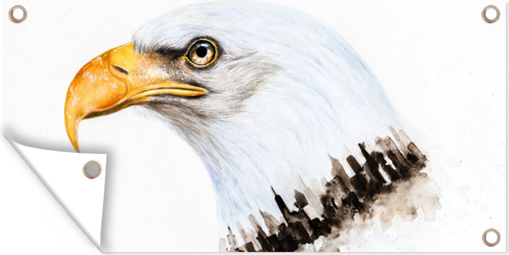 MuchoWow 160x80 cm Outdoor-Poster Gartendeko Sichtschutz Garten Poster für den Garten Adler - Vogel - Aquarell