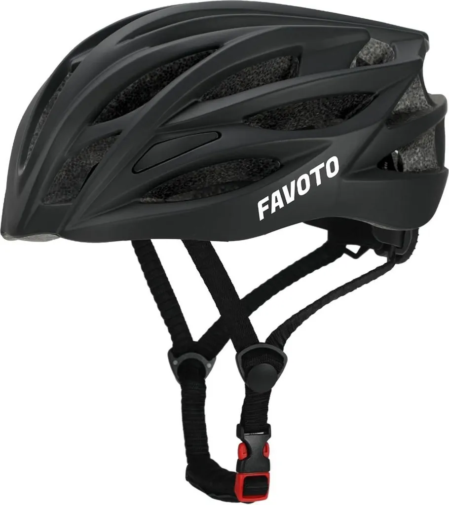Favoto casque vélo adulte noir avec doublure amovible et taille réglable