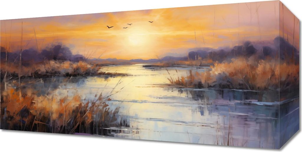 Bild 40x20cm Sonnenuntergang im Moor