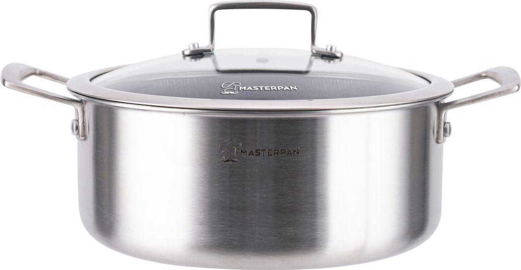 MASTERPAN Topf mit Deckel aus Edelstahl, 24cm Hohe Qualität MP2701