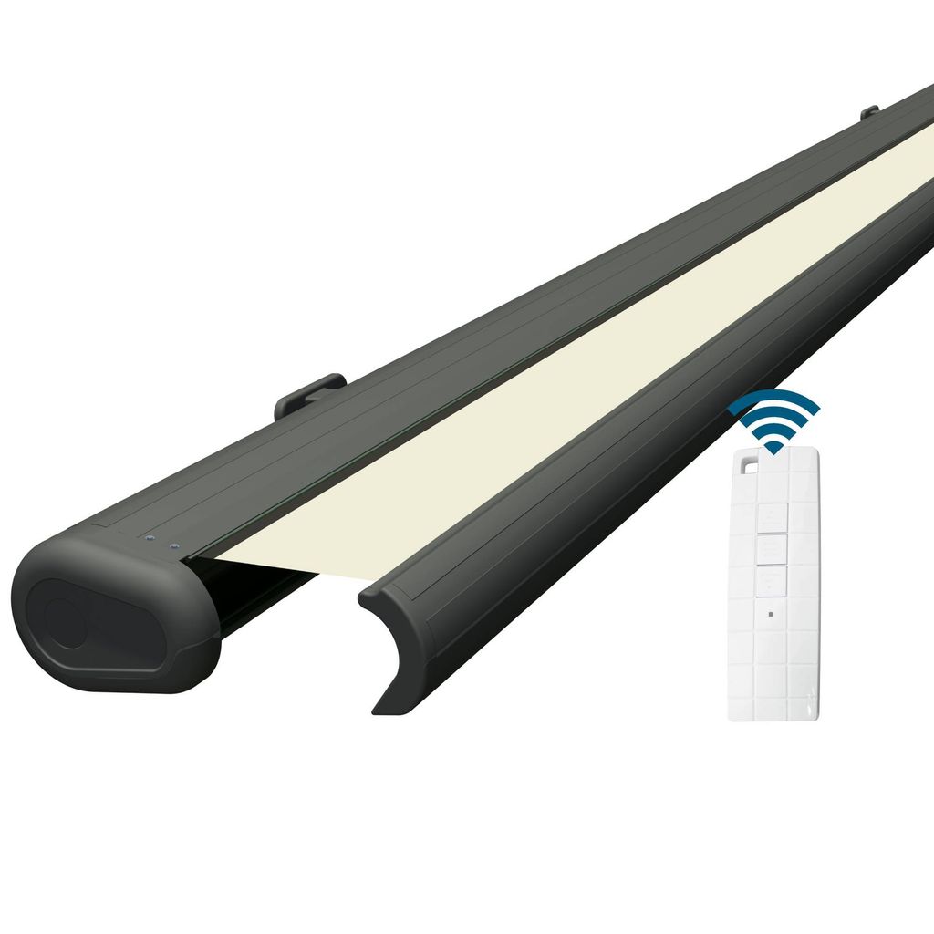 Eclipse Premium elektrische Vollkassettenmarkise Grau 4,5x3 m Tuch: Meeresfarben