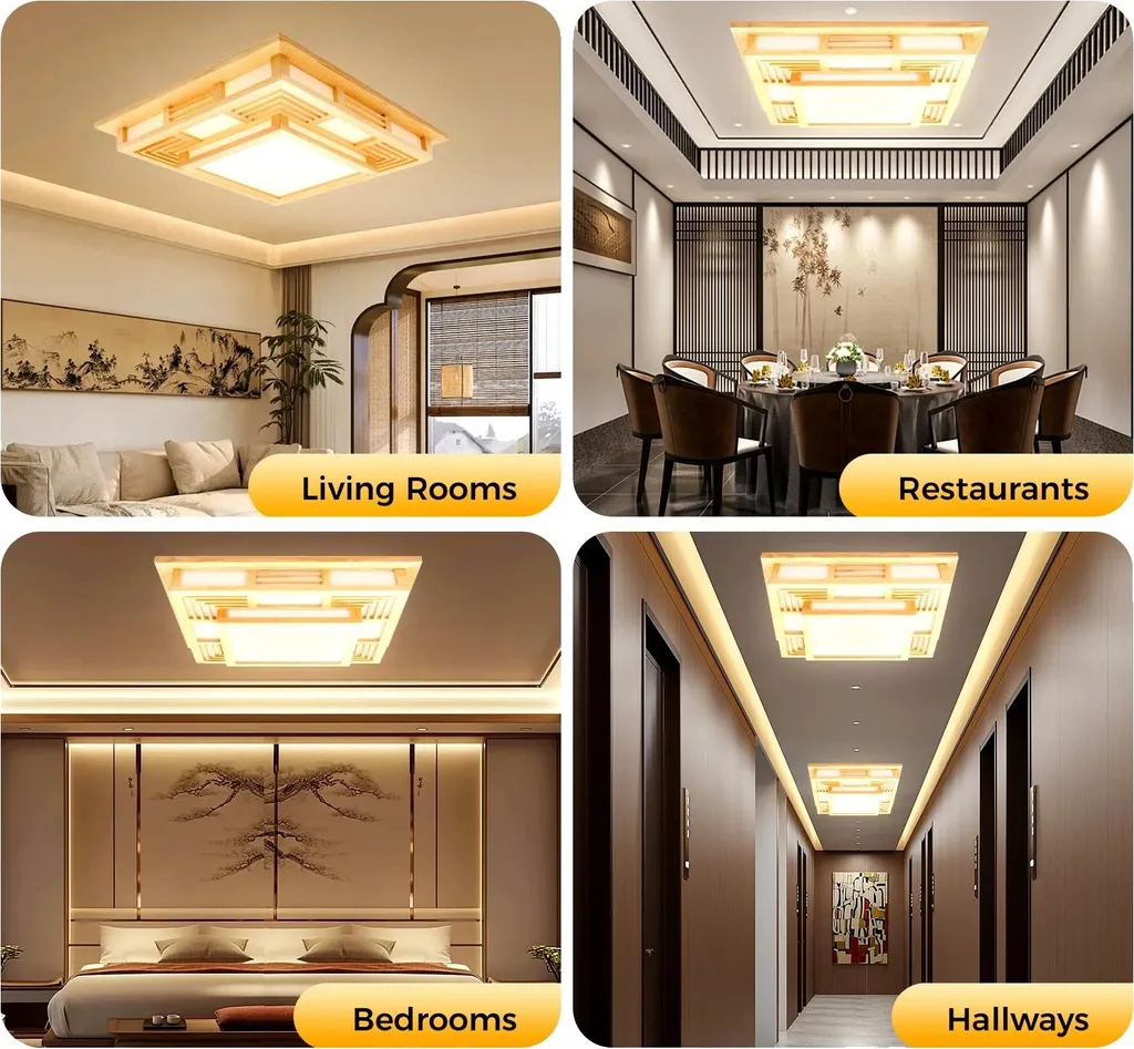 Luminaire Plafonnier Style Japonais LED avec Éclairage Variable 45cm