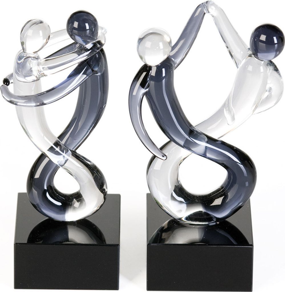 Gilde Skulptur, Paar, "Rumba", Glas, grau, klar, VE 6, 2 Stück wie abgebildet, 77557