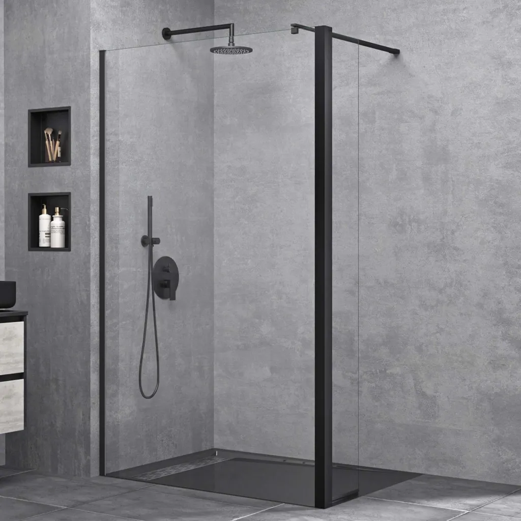Doporro Bremen2K Paroi de Douche Italienne 140x200 Verre 10mm Noir