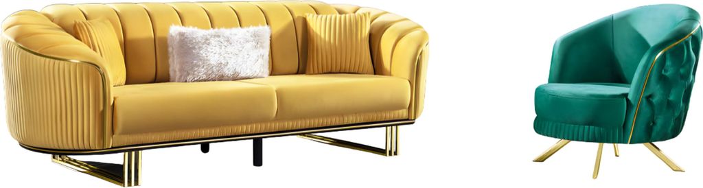 Designer Wohnzimmer Set aus 2x 3-Sitzer Sofas und 2x Sessel neu 4tlg.