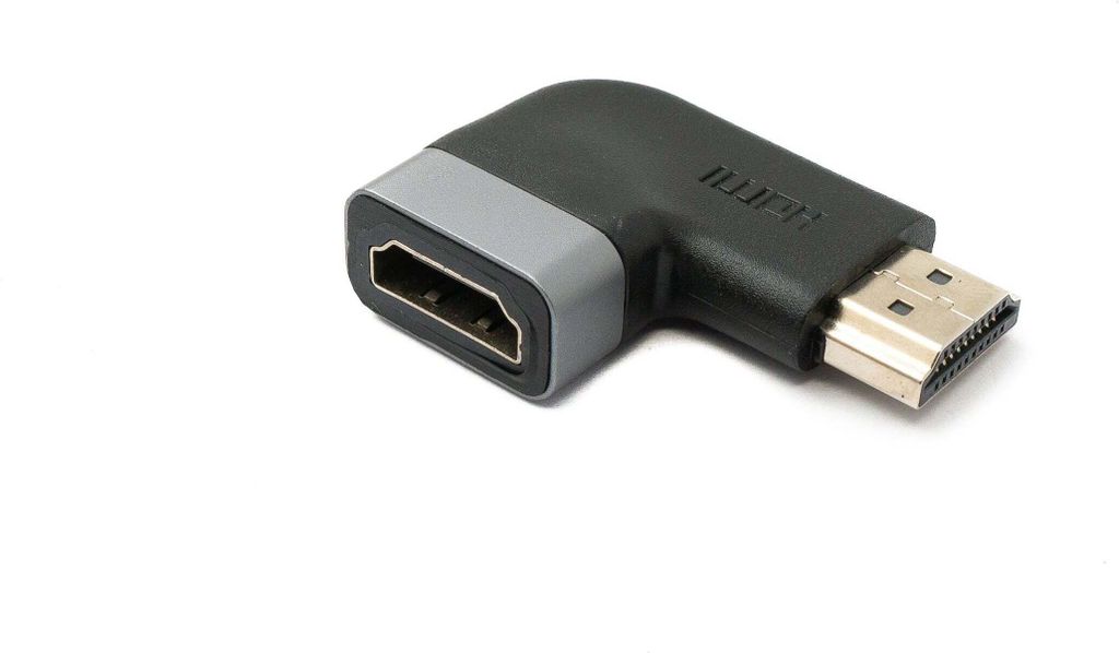 SYSTEM-S HDMI Adapter 4K Standard Stecker zu Buchse Winkel Kabel in Grau