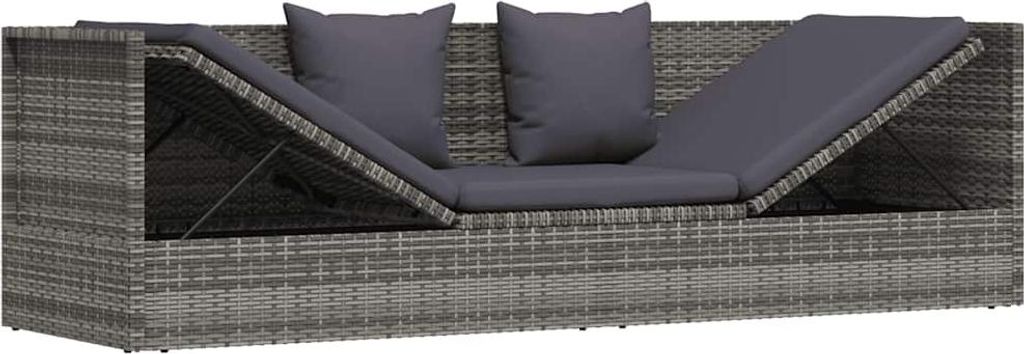 Divano letto da giardino 200x60 cm in poly rattan grigio Immagine del prodotto 