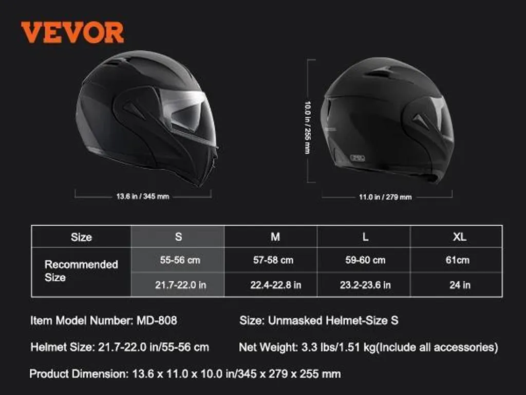 Casque moto Unmasked ultra léger avec isolation phonique taille S