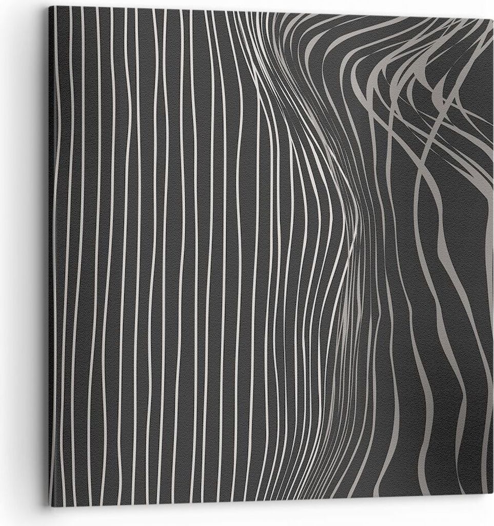 Bild auf Leinwand - Leinwandbild - Einteilig - Abstraktion Streifen Schwarz und Weiß - 70x70cm Wand Bild Wanddeko Wandbilder Leinwanddruck Bilder ...