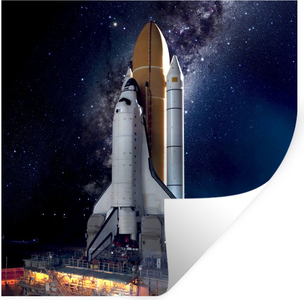 MuchoWow Wandtattoo Wandsticker Wandaufkleber Rakete - Sternenhimmel - Weltraum 50x50 cm Selbstklebend und Repositionierbar - Selbstklebend - Fot...