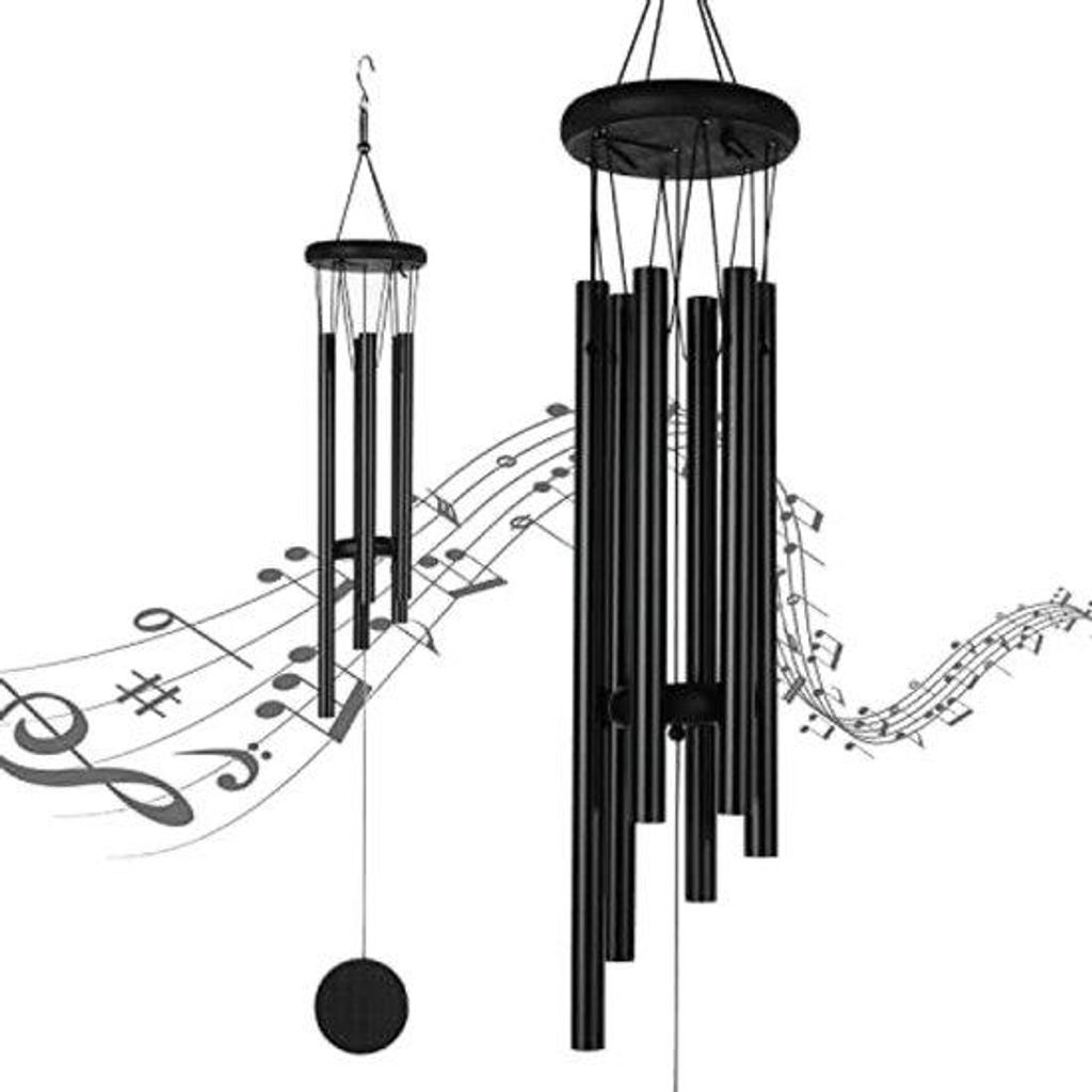 Windspiel mit Harmonischen Tönen - Schwarz für Garten und Terrasse