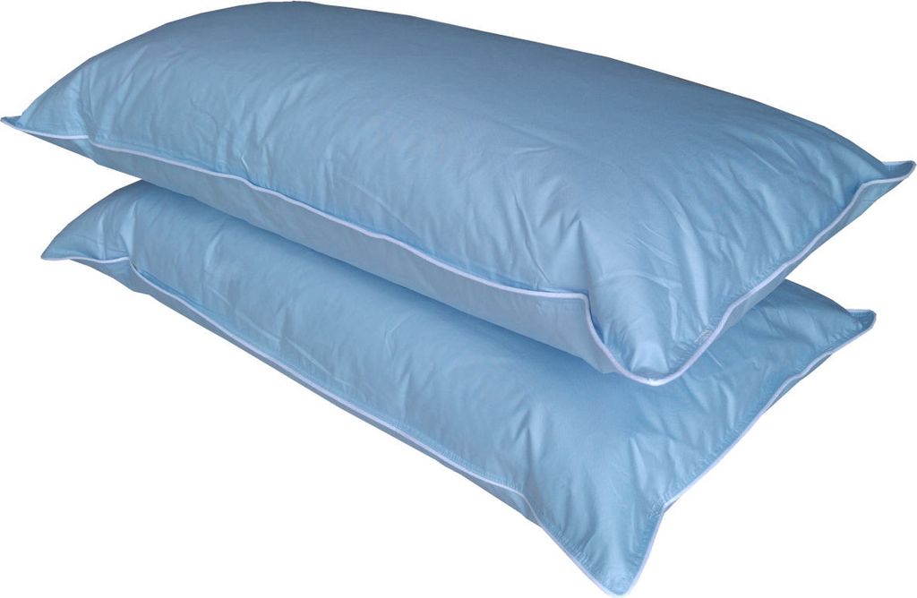 Kopfkissen Set Kuschelzeit 40x80 cm in blau - mit je 500 Gramm Füllung aus 100% Federn