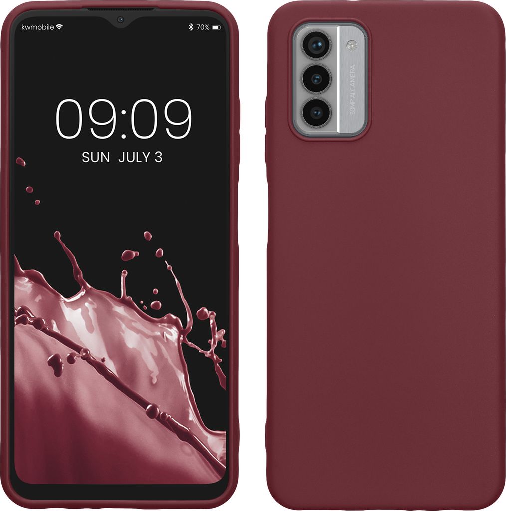 kwmobile Hülle kompatibel mit Nokia G42 5G Hülle - weiches TPU Silikon Case - Cover geeignet für kabelloses Laden - Bordeaux Violett