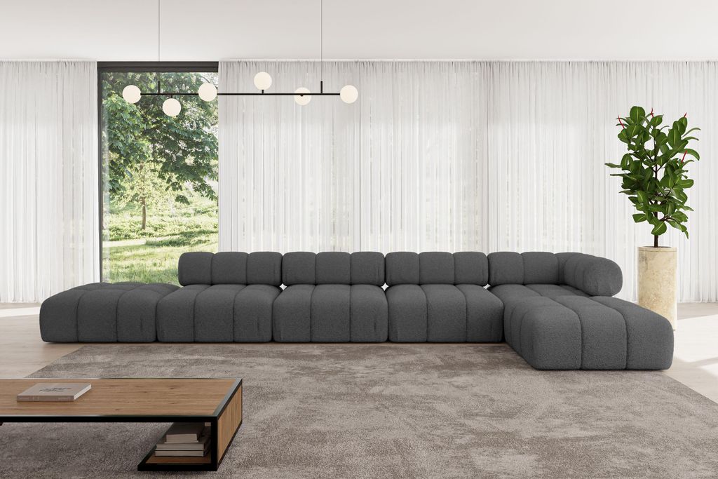 ALTDECOR Modulares Sofa Ecksofa in L-Form - Kerru-L3 - 475x190x70 cm Grau universal, links/rechts Corner modular Sofa Eckcouch Couch Wohnlandschaft...