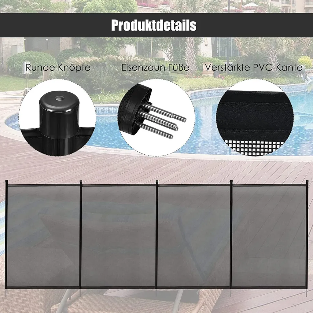 Barriera Sicurezza Piscina COSTWAY 3.6m - Alluminio e Rete Trasparente - 4