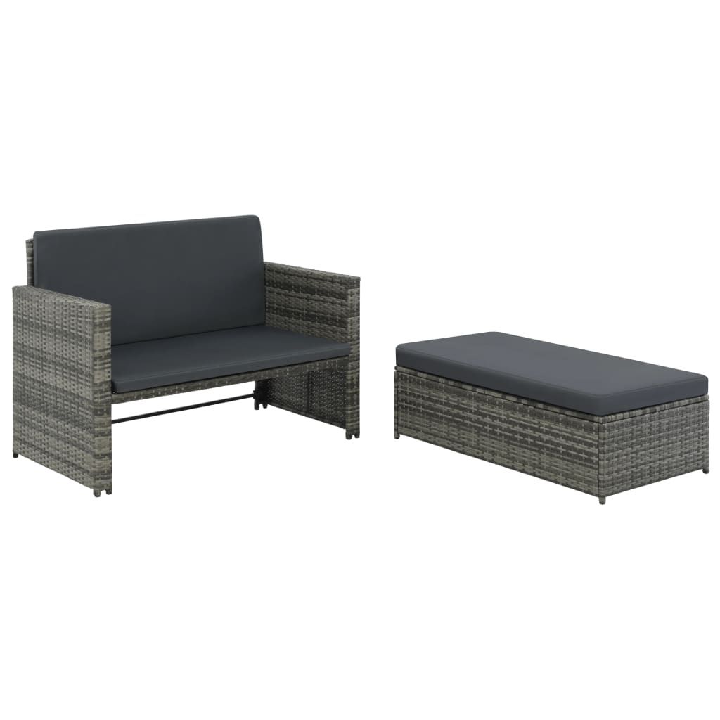 vidaXL Gartenmöbel Set 2-tlg Poly Rattan Braun Lounge Sofa Beistelltisch 