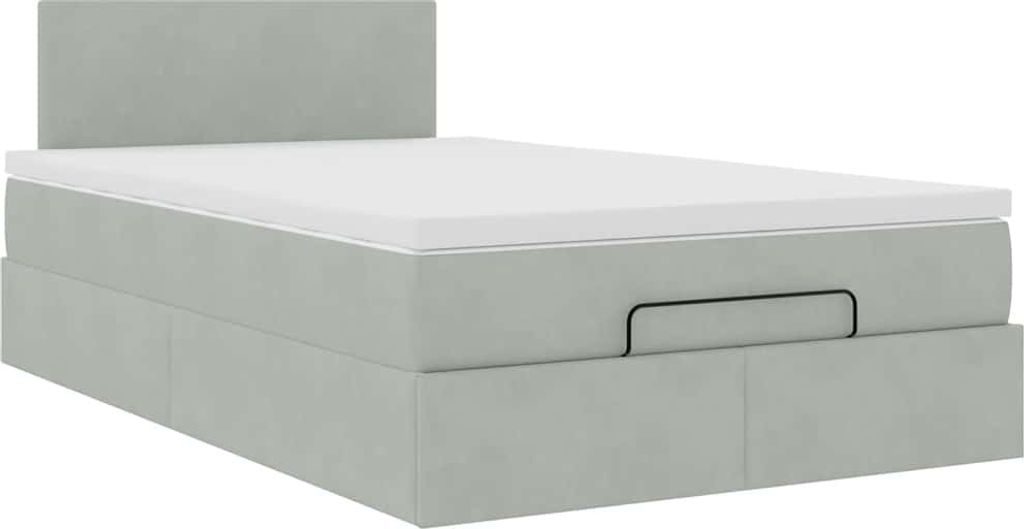 Ottoman-Bett mit Matratze Hellgrau 120x200 cm Samt