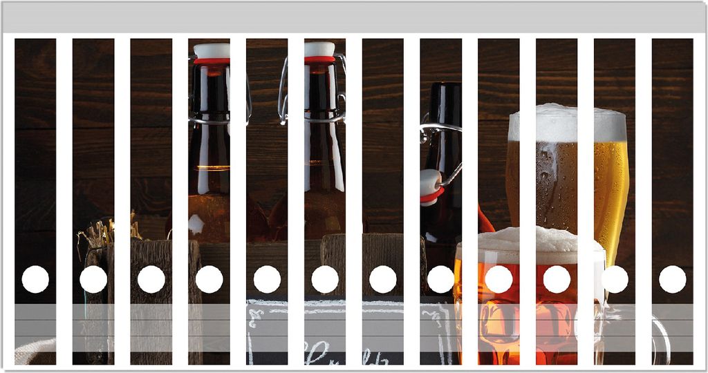 Wallario Ordnerrücken Sticker, selbstklebend für schmale Ordner, 12 Stück, Motiv Biervarianten - Pils im Glas Flaschenbier Schild Craft Beer
