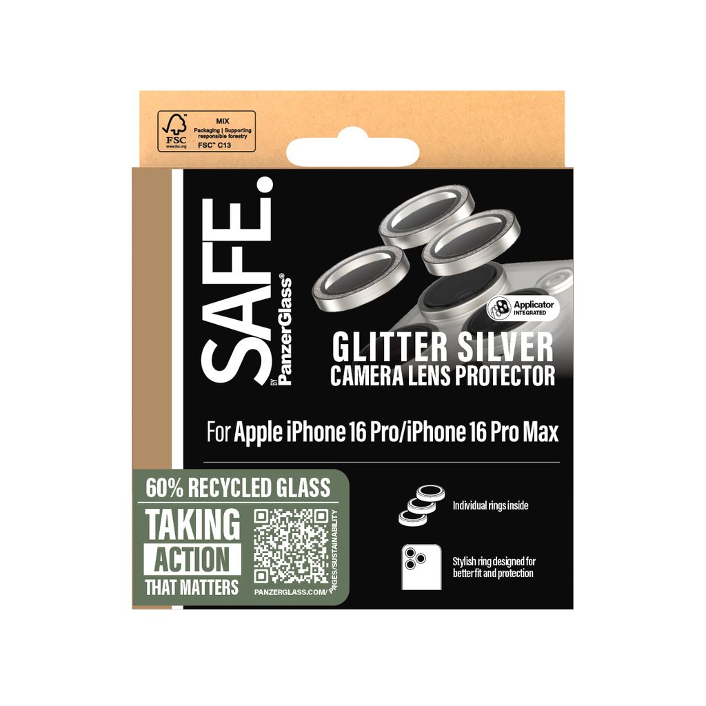 PanzerGlass SAFE. by ® Kameraschutz Glitter Silber iPhone Produktbild 