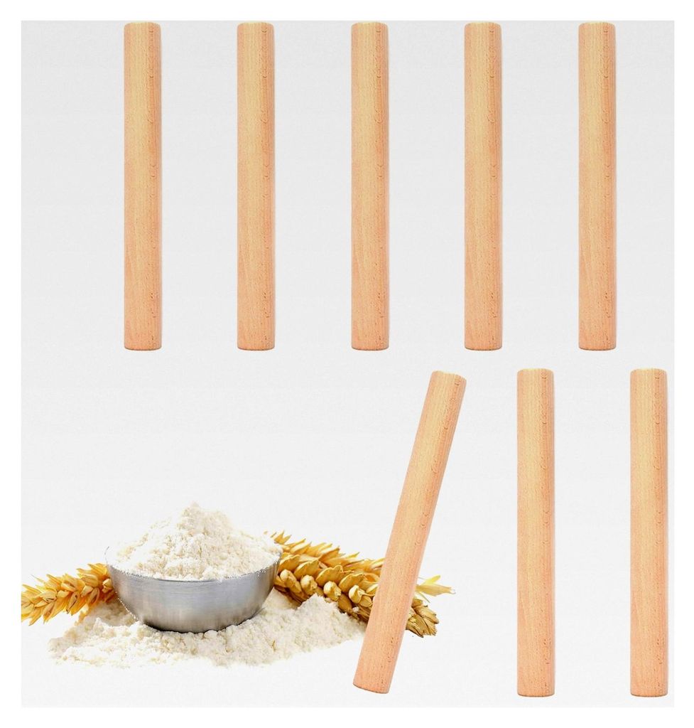 8 Stück Holz-Nudelholz, Teigrolle aus Buchenholz für Pizza, Fondant, Kuchen, Kekse und Pasta