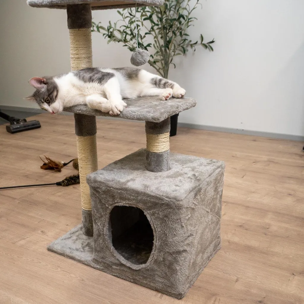 Arbre à chat robuste 80cm Trekker Basic en sisal naturel et peluche - 4