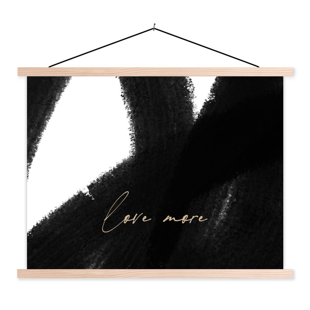 MuchoWow Textilposter Text - Abstrakt - Liebe mehr - Zitate 60x45 cm mit holzfarbenen Rahmen - Bild